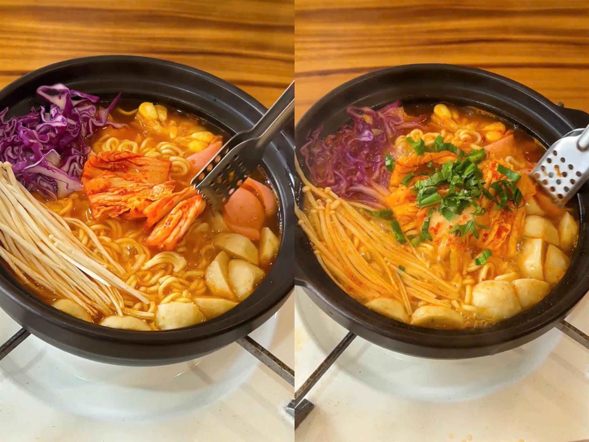 Mì sợi nấu kim chi